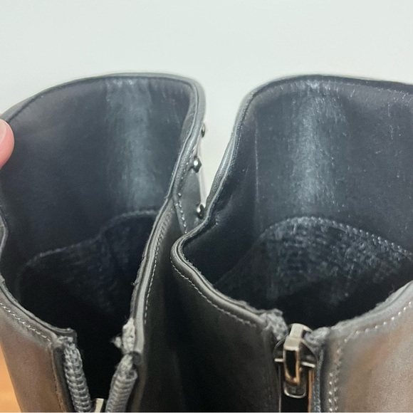 Women’s Studded Side Lace Up Chunky Ankle Boots Size 7 Black Cross Tie Mid-Calf - Picture 9 of 12